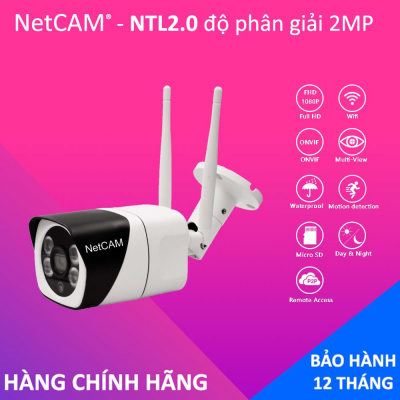 Camera IP wifi ngoài trời NetCAM NTL2.0 Full HD 1080P, Tính năng phát hiện chuyển động, Đàm thoại 2 chiều - Hãng phân phối chính thức