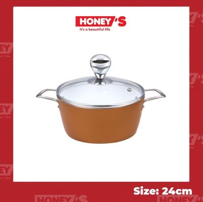 Nồi Phủ Sứ Chống Dính An Toàn Honey's HO-AP2C242 - 24cm (Màu Ngẫu Nhiên)