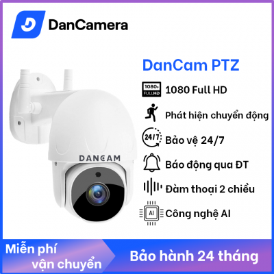 camera an ninh ngoài trời chống thời tiết Dancam PTZ 1080 Full HD Camera IP Wifi, Tích Hợp Micro, Báo Thức, nhìn đêm 30m